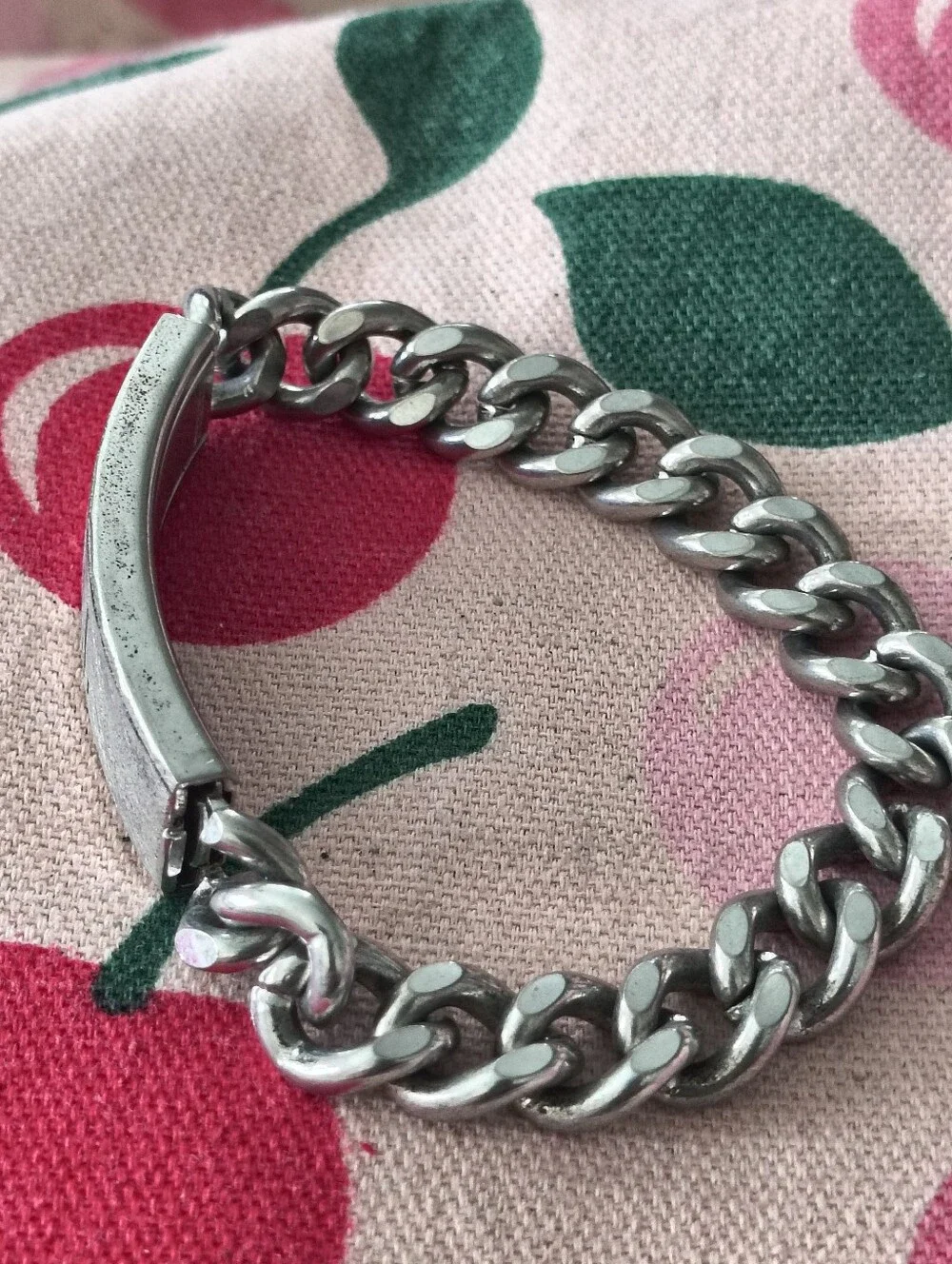 Men's Sterling Silver And Stainless Steel 'Bill' Name ID Bracelet. Estate Find